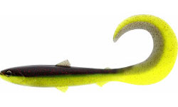 Guma Westin BullTeez Curltail 8.0cm - Black / Chartreuse