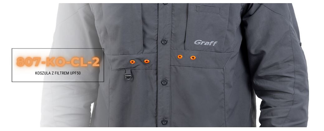 Koszula przeciwsłoneczna Graff 807-KO-CL-2 UPF50 - grafitowa