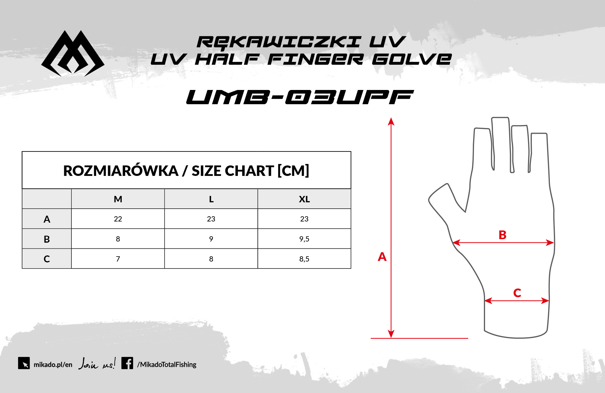 Rękawiczki letnie Mikado UPF50 UV