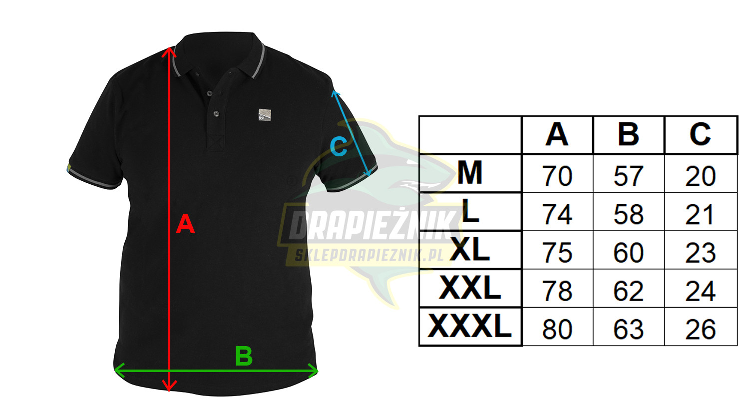 Koszulka Preston Black Polo Shirt 2021 - wymiary