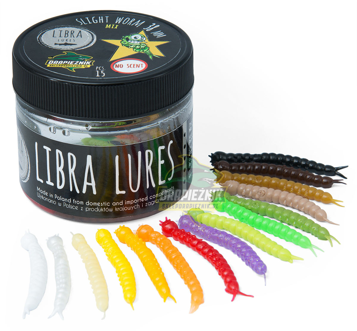 Libra Lures zestaw przynęt - Slight Worm 3.8cm - MIX